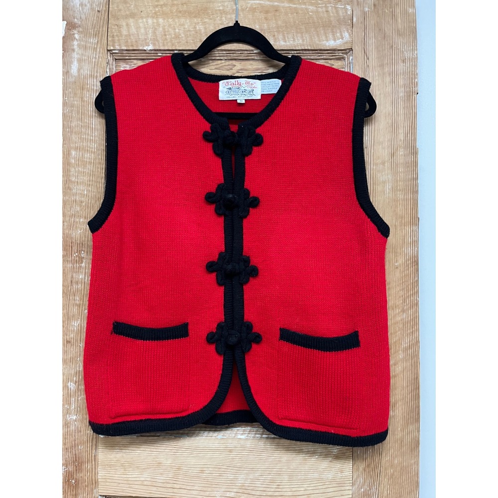 Vtg Tally-Ho Sweater Vest M Knit Academia Layering Equestrian Preppy Mod Boho